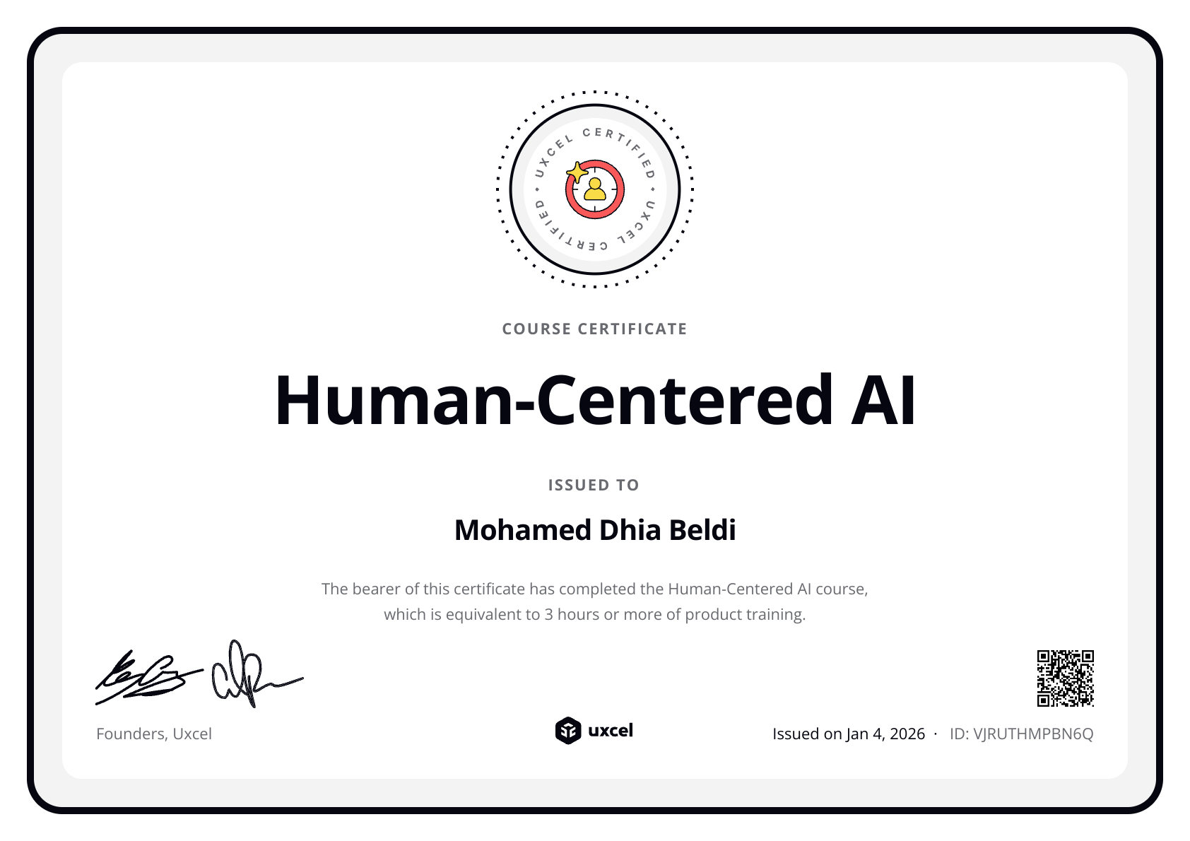 Mohamed Dhia Beldi's certificate